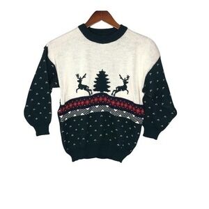 Polar made in Israel unisex kids christmas sweater fair isle deers trees